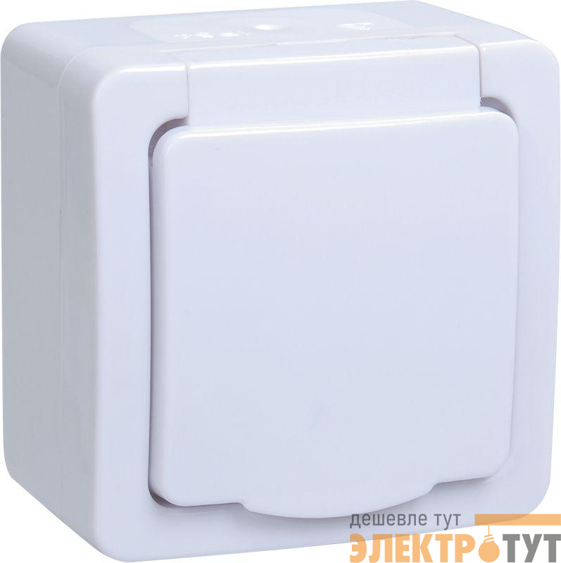 Розетка 1-м ОП Гермес Plus РСб20-3-ГПБб 16А IP54 с заземл. с крышкой бел. IEK ERMP12-K01-16-54-EC
