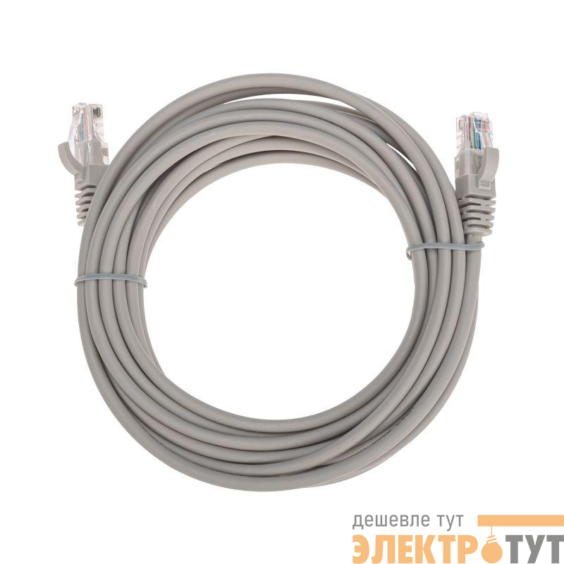 Патч-корд U/UTP CAT 5e RJ45-RJ45 26AWG LSZH сер. 5м Rexant 02-0100-5