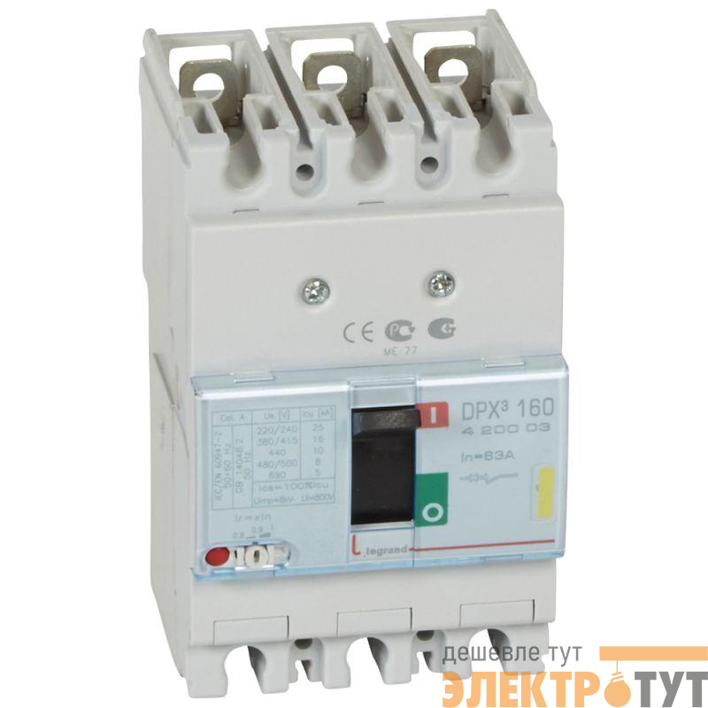 Выключатель автоматический 3п 63А 16кА DPX3 160 термомагнитн. расцеп. Leg 420003