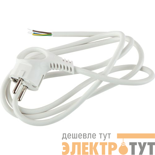 Шнур сетевой с вилкой 2м с заземл. ПВС 3х0.75 бел. UX-3x0.75-2m-W ЭРА Б0048690
