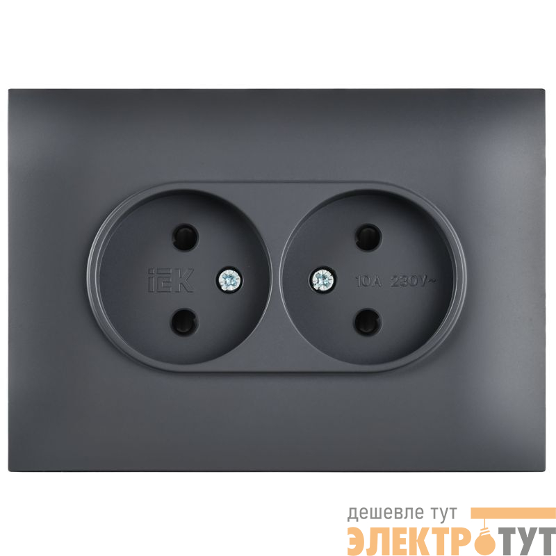 Розетка 2-м SKANDY 10А без заземл. защ. шторки в сборе SK-R09T титан IEK SK-R23-10-K48-F