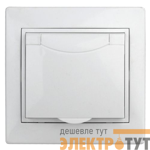 Розетка 1-м СП Plano 1Э-203-01 16А IP20 250В 2P+E Schuko защ. крышка без лапок бел. Intro Б0038829