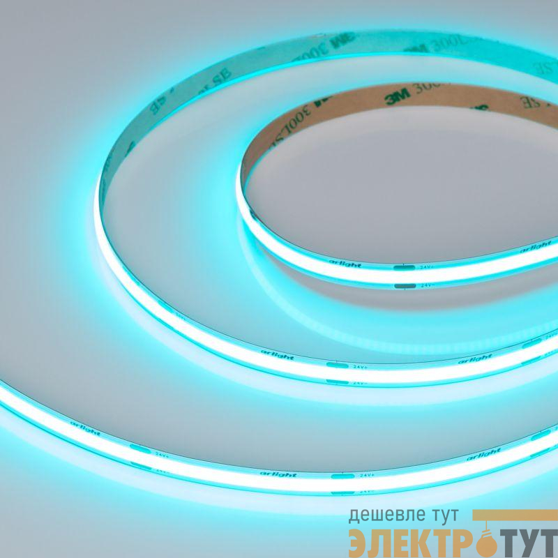 Лента светодиодная COB-X480-8mm 24V Aquamarine 8Вт/м IP20 (уп.5м) Arlight 047735