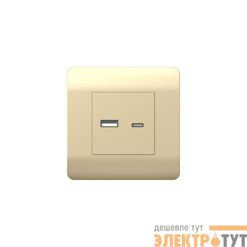 Розетка USB NEW3-E тип A+C 5В/2.1А шампань CHINT 431450