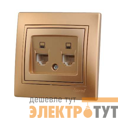Розетка компьютерная 2-м СП Mira RJ45 зол. метал. LEZARD 701-1313-141