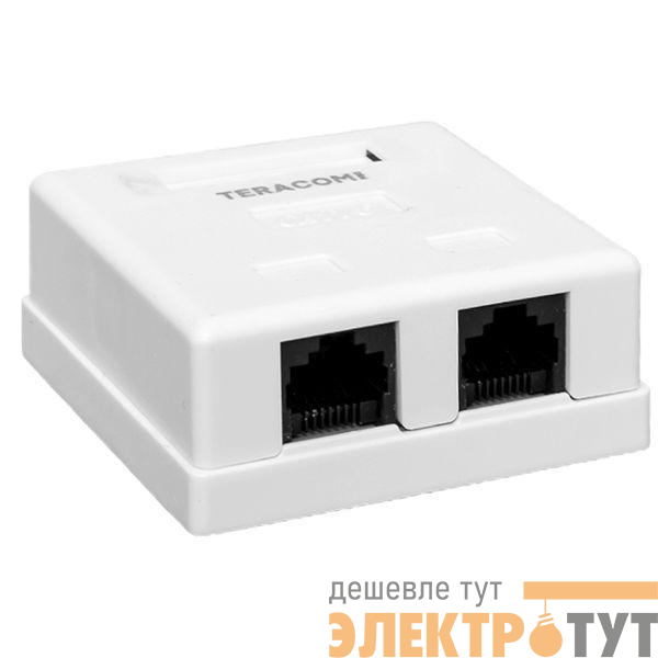 Розетка настенная TERACOM PRO кат.6 неэкранированная 2 порта RJ-45 Dual IDC бел. EKF TRP-WBOX-2RJ45-6UTP-WH