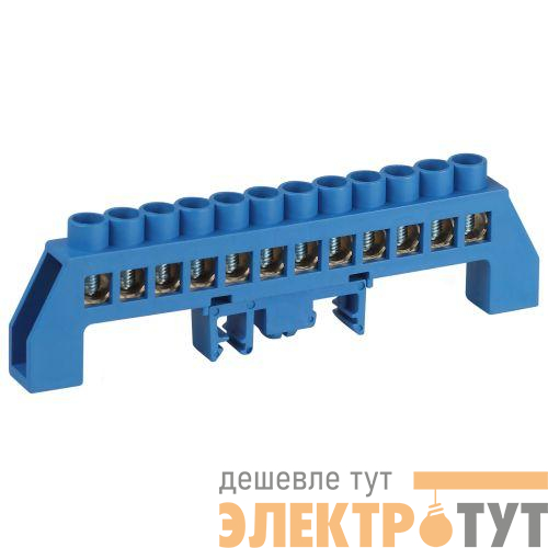 Шина N ноль в комбинированном изоляторе на DIN-рейку ШНИ-8х12-12-Д син. NO-224-112 Эра Б0062972