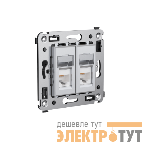 Розетка телефонная 2-м СП Avanti "Закаленная сталь" DKC 4404314