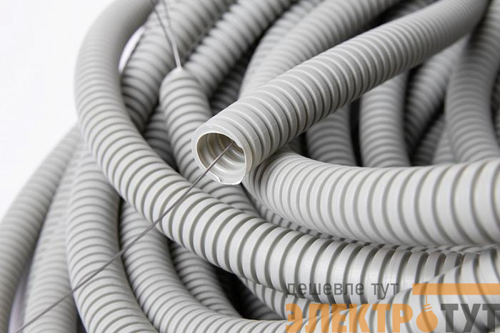 Труба гибкая ПВХ гофрированная легкая d16мм L450 с протяжкой RAL7035 OBO 6835818