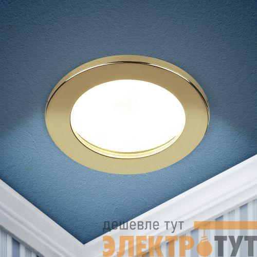 Светильник точечный KL95 GD GX53 IP44 влагозащ. золото ЭРА Б0055810