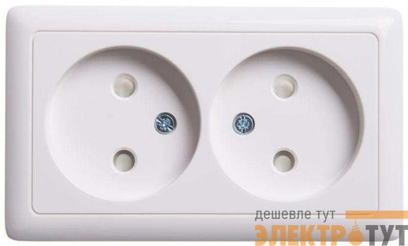 Розетка 2-м ОП Хит 16А IP20 без заземл. защ. шторки бел. SE RA16-233-B