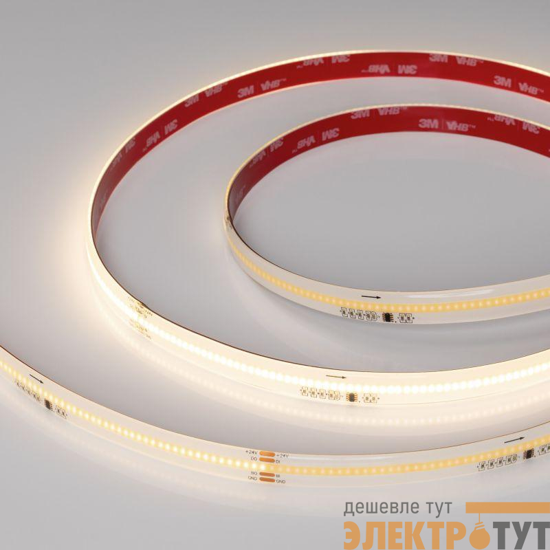 Лента светодиодная SPI-COB-SE-X378-12mm 24V Warm 3000К-PX63-BPT 7Вт/м IP65 герметичная бегущий огонь (уп.5м) Arlight 041739