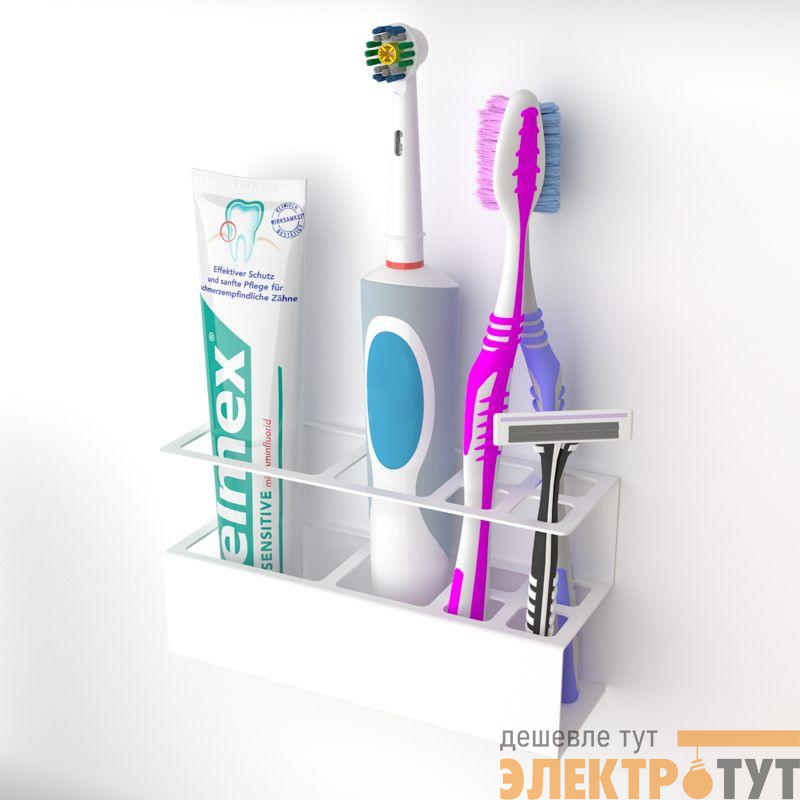 Держатель для хранения зубных щеток и аксессуаров для ванны бел. Rexant 38-0704
