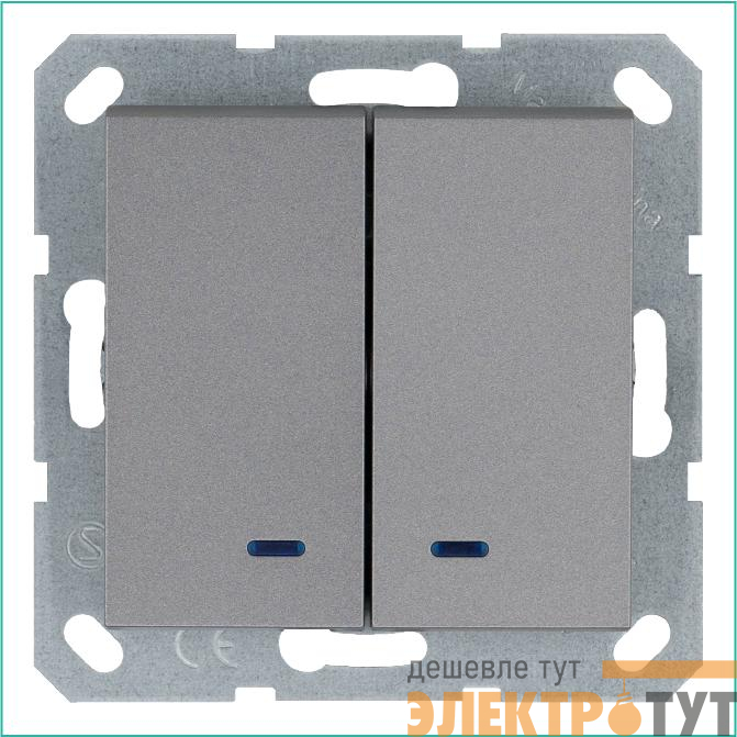 Выключатель 2-кл. 10А IP20 с подсветкой механизм алюм. Jasmart G3023NS