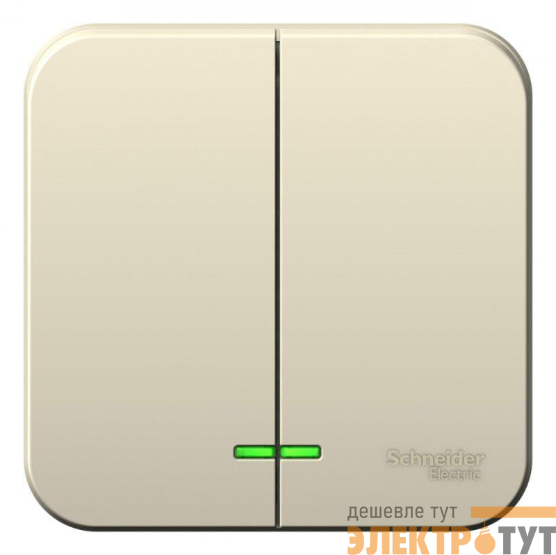 Выключатель 2-кл. ОП Blanca 10А IP20 (сх. 5) 250В с подсветкой с изолир. пластиной молочн. SE BLNVA105112