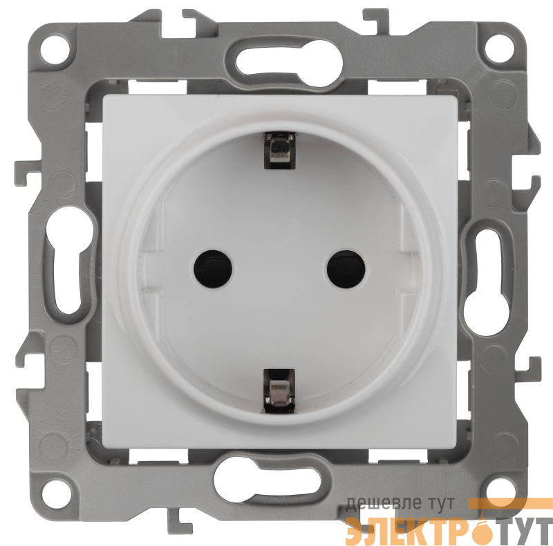 Розетка 1-м СП Эра12 12-2101-01 16А IP20 16AX 250В 2P+E Schuko механизм бел. Эра Б0014675