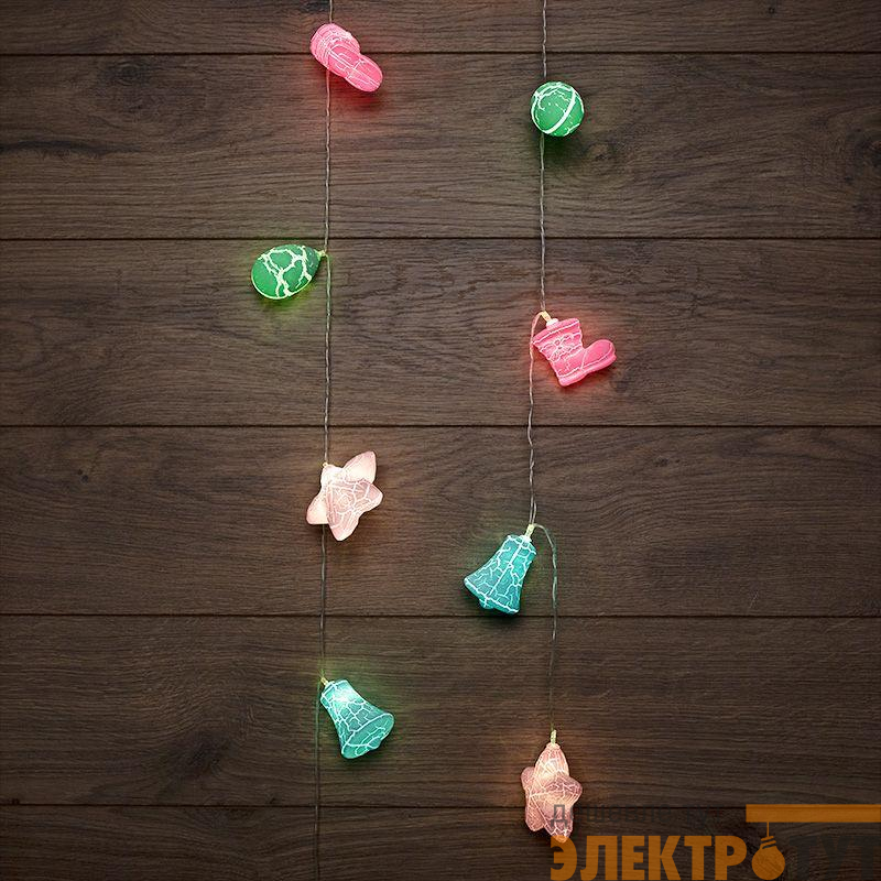 Гирлянда светодиодная "Новый год" 1.5м 10LED тепл. бел. 0.1Вт IP20 провод ПВХ прозр. элементы питания 2хAA (не в компл.) Neon-Night 303-081