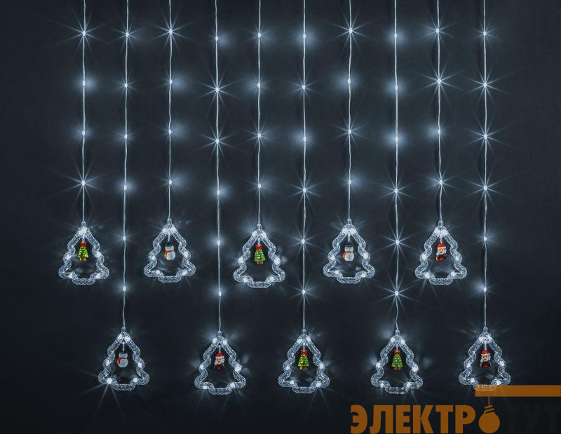 Гирлянда светодиодная "Бахрома" "Елки и фигурки" 95 008 NGF-D034-02 3х0.6м CW IP20 Navigator 95008