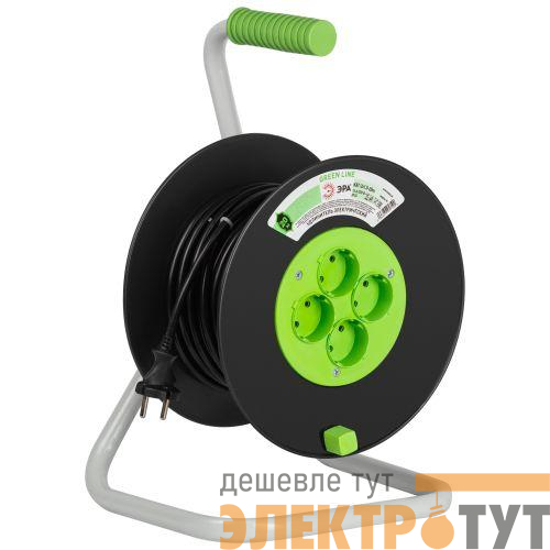 Удлинитель на пластик. катушке 4х20м без заземл. KAT-2x1.5-20m Greenline ПВС 2х1.5 Эра Б0065106