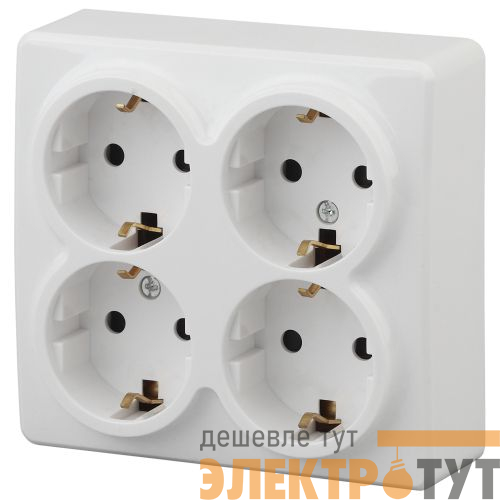Розетка 4-м ОП Эра Эксперт 11-2211-01 16А IP20 16AX 250В 4х2P+E Schuko защ. шторки бел. Эра Б0020709