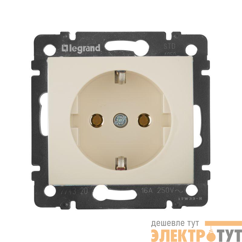 Розетка 1-м СП Valena 16А IP20 с заземл. на винтах механизм сл. кость Leg 774320