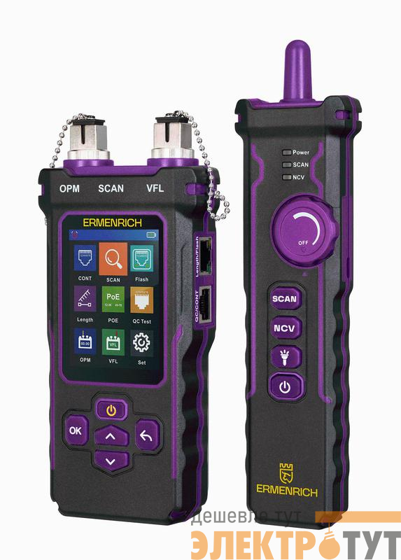 Тестер кабельный многофункциональный NetGeeks NP60 фиолет. Ermenrich 84551