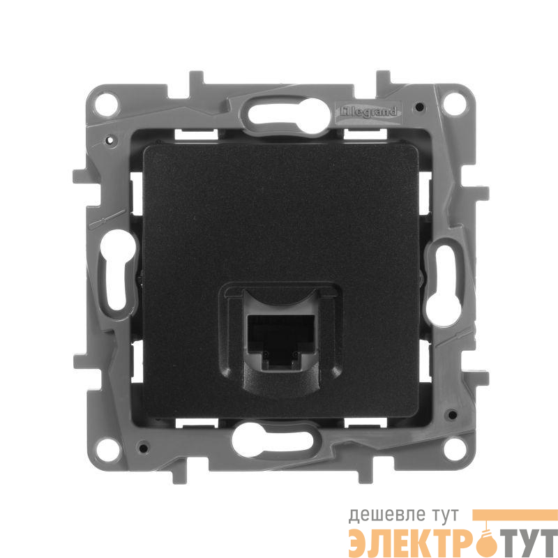 Розетка компьютерная 1-м СП Etika RJ45 кат.5E UTP механизм антрацит Leg 672641