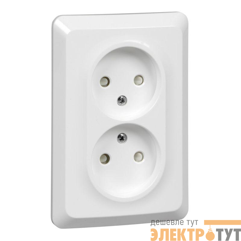 Розетка 2-м СП Этюд 16А IP20 250В без заземл. защ. шторки бел. SE PC16-106B