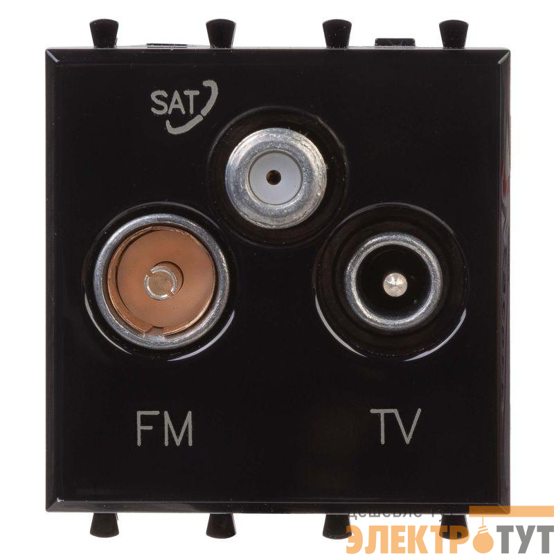 Розетка TV-FM-SAT 2мод. 16А Avanti "Черный квадрат" DKC 4402532