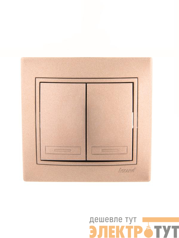 Выключатель 2-кл. СП Mira 10А IP20 со вставкой свет. корич. перламутр. LEZARD 701-3131-101