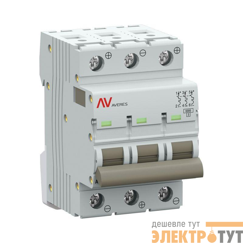 Выключатель автоматический модульный 3п C 4А 6кА AV-6 AVERES EKF mcb6-DC-3-04C-av