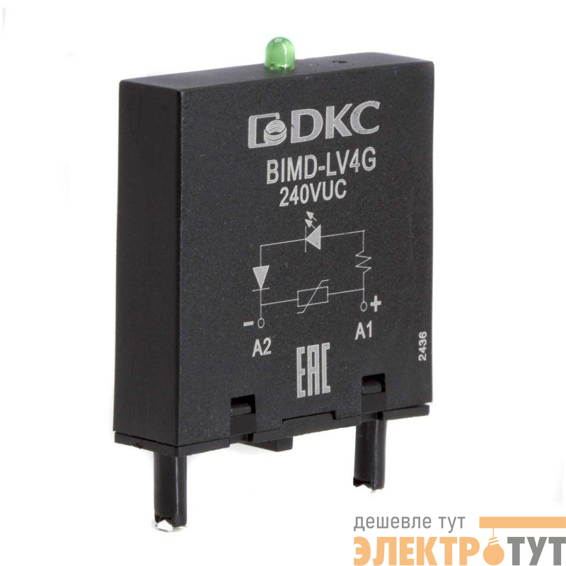 Модуль индикации и защиты LED зел.+варистор (A1+) 240В AC/DC DKC BIMD-LV4G