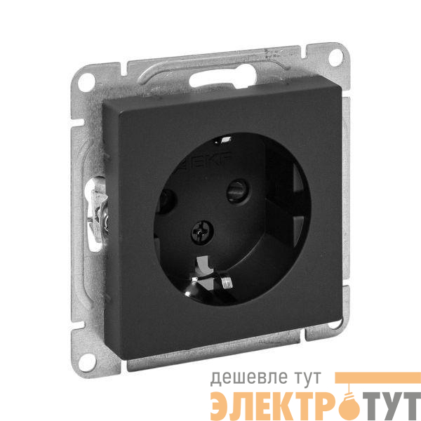 Розетка СП Эпика 16А с заземл. защ. шторки механизм черн. EKF UP1-SOB-111