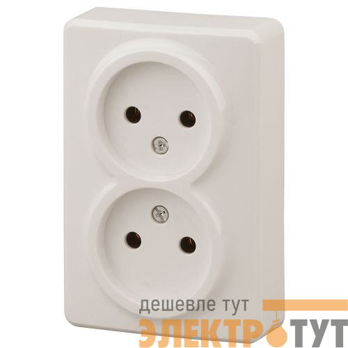 Розетка 2-м ОП Эра Эксперт 11-2202-02 16А IP20 250В 2х2P сл. кость Эра Б0020683