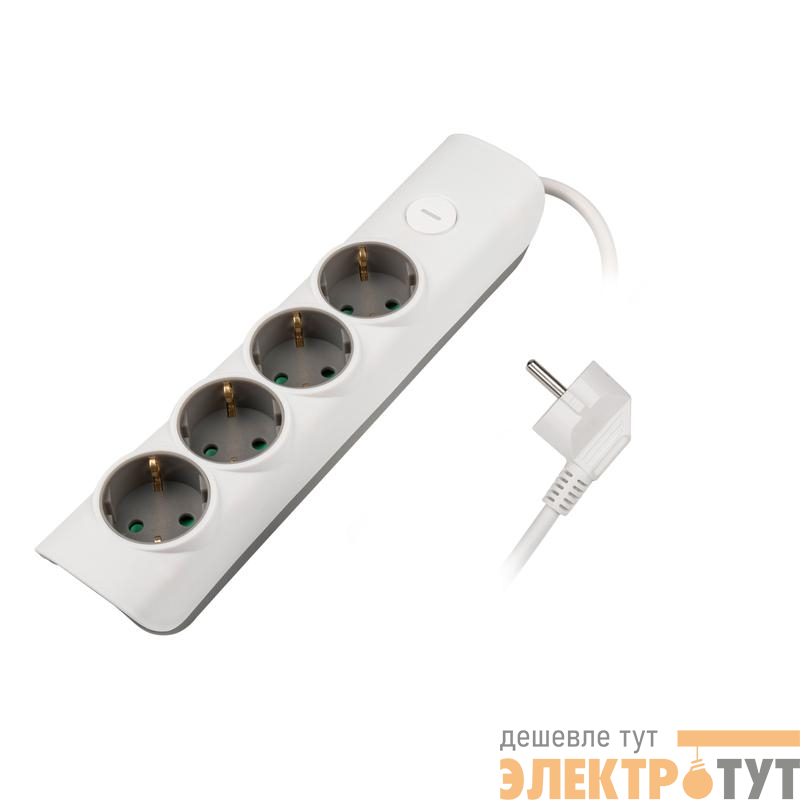 Удлинитель 4х3м с заземл. с выкл. бел. ET-04-300W (4х3.0) JAZZway 5051812