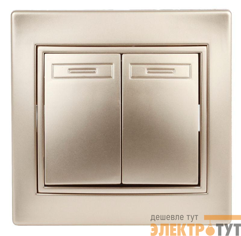 Переключатель 2-кл. СП Plano 1-107-04 10А 250В IP20 шампань Intro Б0053808