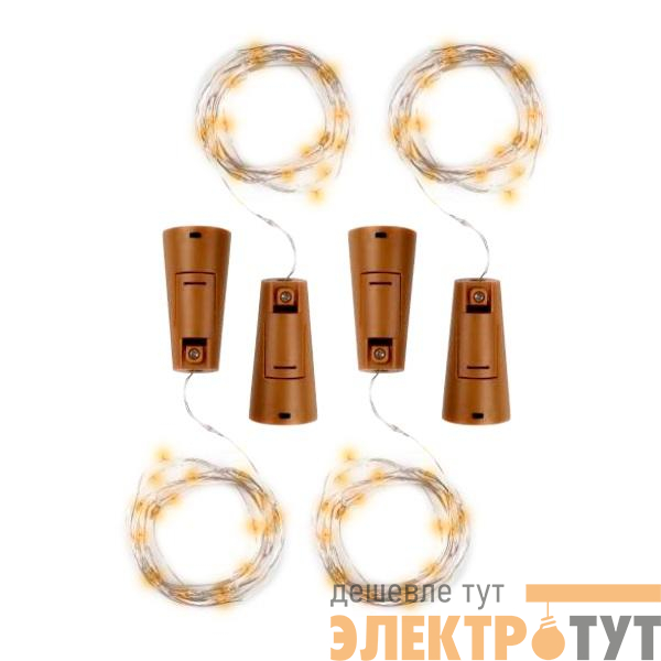 Гирлянда DC-G04-20YS4 пробки 20LED 3x(LR44/LR1154/AG13/G13) (в компл.) (уп.4шт) желт. ФАZА 5047914