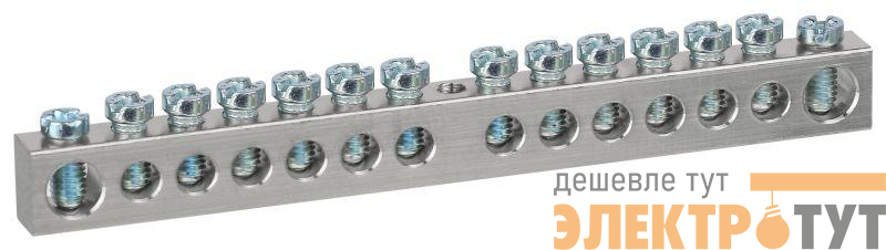 Шина PEN земля-ноль 6х9мм 14/1 никелированная с креплениями по центру NO-224-82 Эра Б0062876