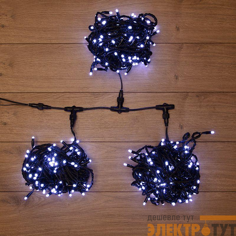 Гирлянда светодиодная "LED ClipLight" 3 нити х20м 399LED бел. 25Вт 24В IP65 свечение с динамикой с трансф. Neon-Night 323-305