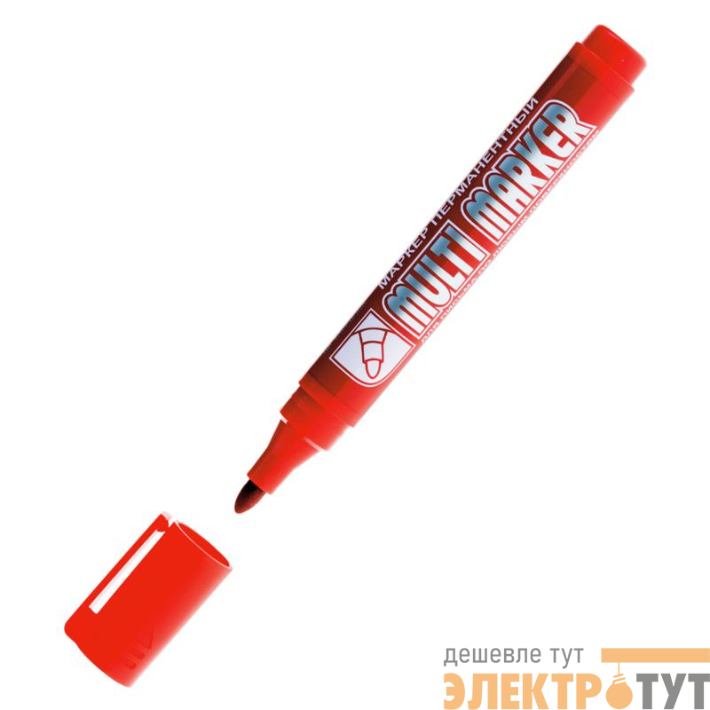 Маркер перманентный "Multi Marker" 3мм пулевидный крас. Crown Б0048241