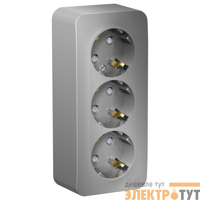 Розетка 3-м ОП Blanca 16А IP20 250В с заземл. защ. шторки с изолир. пластиной алюм. SE BLNRA011313