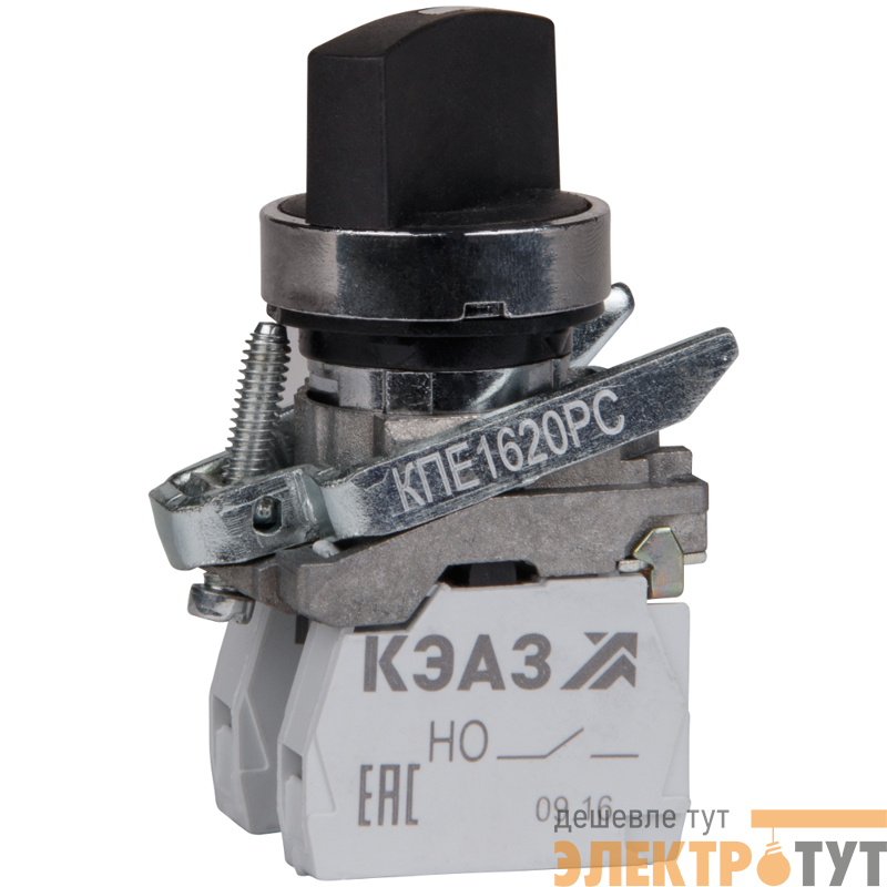 Переключатель КПЕ1620РС 2но+0нз ручка фикс 2поз IP65черн. КЭАЗ 248265