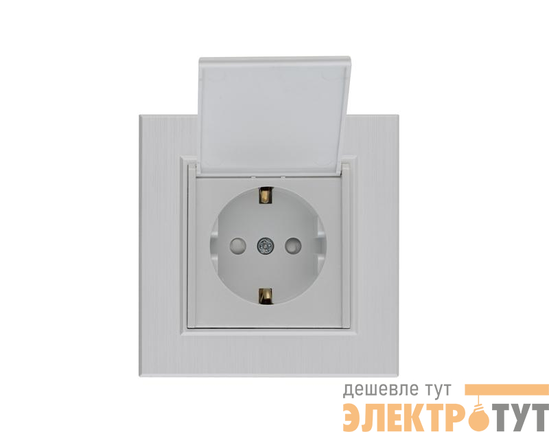 Розетка 1-м с крышкой Karea LINE STAR с заземл. жемчуж. Makel 86100029