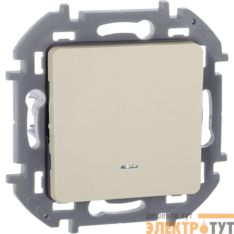 Переключатель 1-кл. Inspiria 10А IP20 250В 10AX с подсветкой/индикацией механизм сл. кость IEK 673661