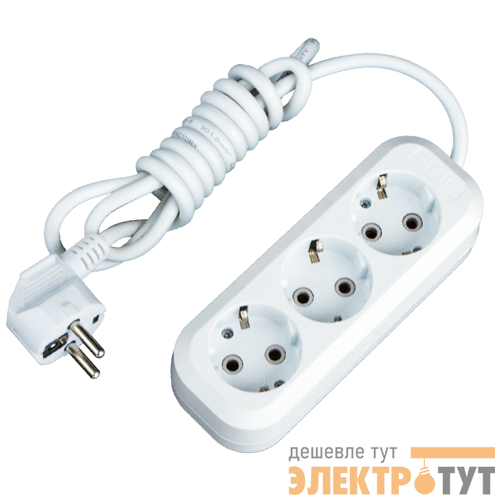 Удлинитель 3х3м с заземл. 16А IP20 "Эксперт" 3.5кВт з/к ПВС 3х1 EKF UBA16-310-3-03