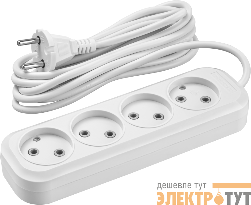 Удлинитель 4х3м без заземл. 10А IP20 90 784 OPE-S-04-300-X-2x1 бел. ОНЛАЙТ 90784