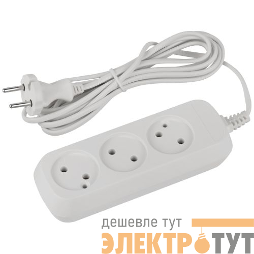 Удлинитель 3х3м без заземл. 6А IP20 GREEN LINE UDL-6-330 ШВВП 2х0.75 Эра Б0065041