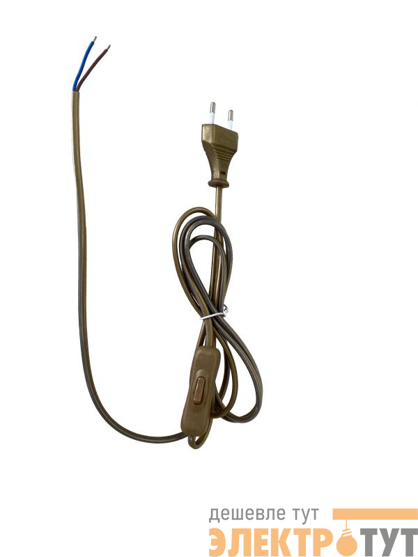 Провод с евроштекером с выключателем 2м 2х05кв.мм 2.5А зол. Duwi 28572 4