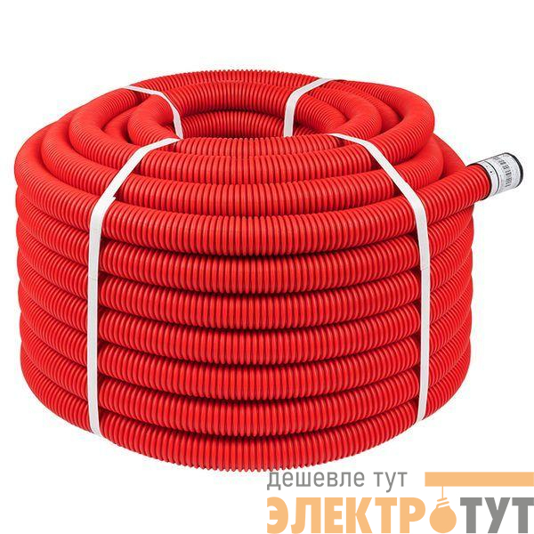 Труба гофрированная двустенная ПНД гибкая d40мм с протяжкой SN13 красн. (уп.50м) EKF tg2st-40-50m