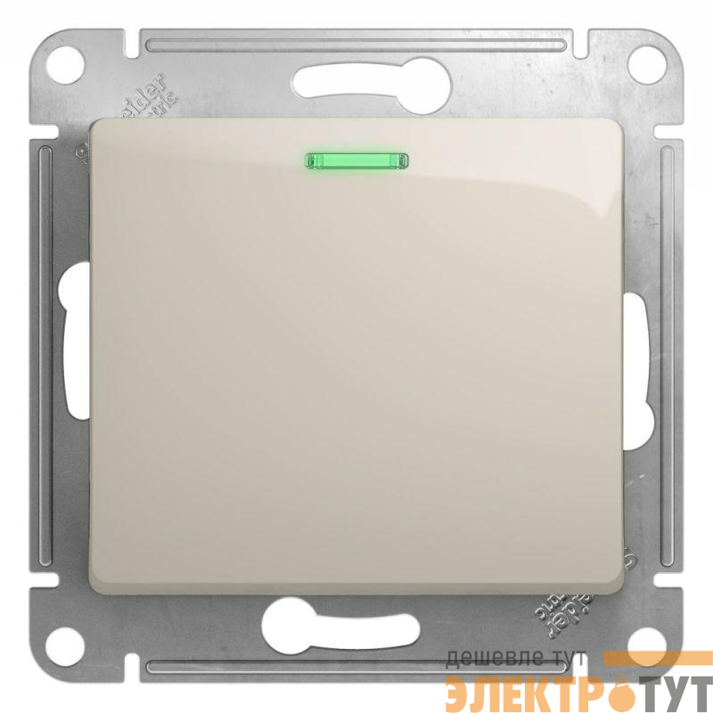 Выключатель 1-кл. СП Glossa 10А IP20 (сх. 1а) 10AX с подсветкой механизм молочн. SE GSL000913